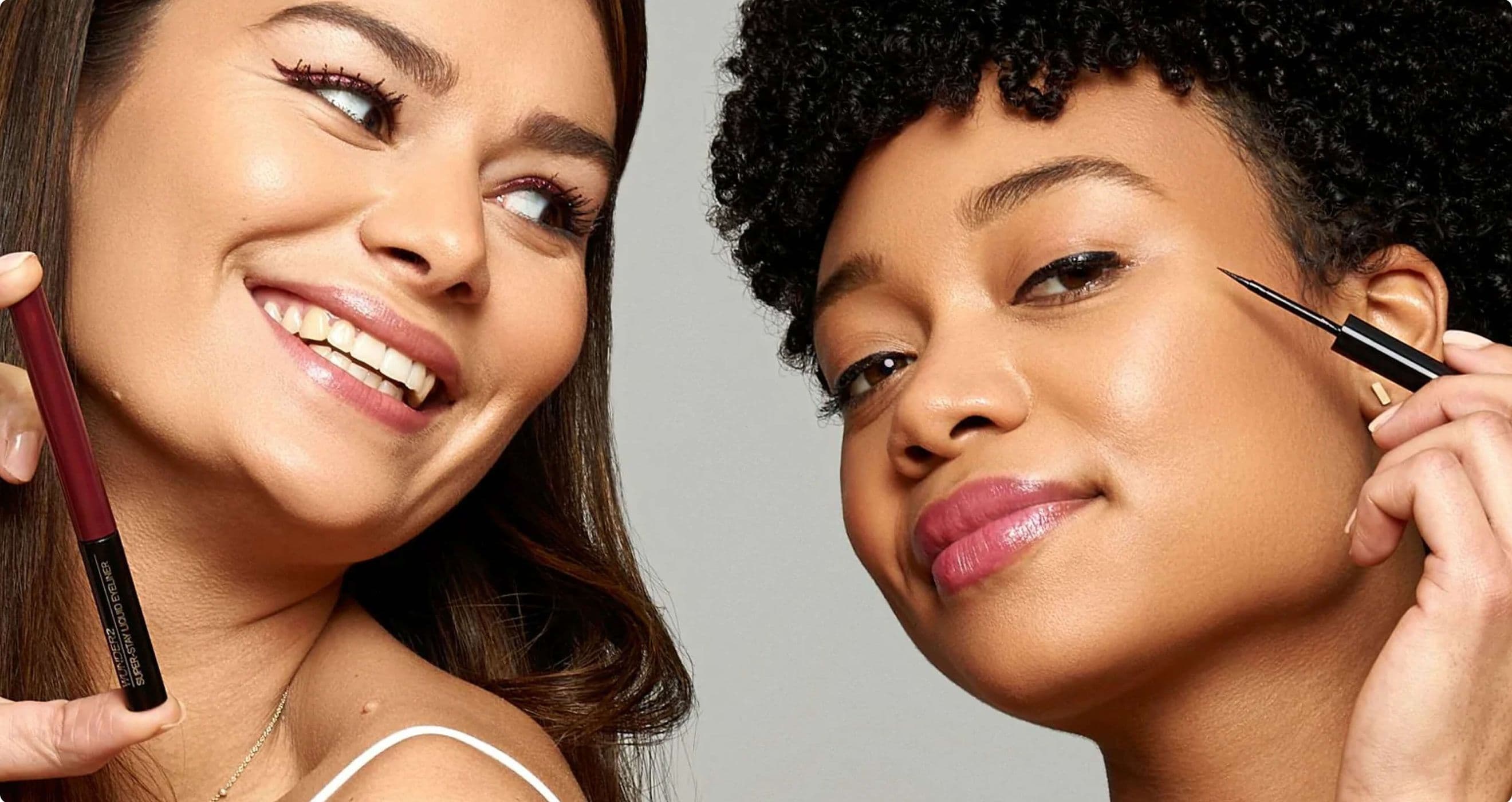 Wunderbrow campaign with eye and lip products on models